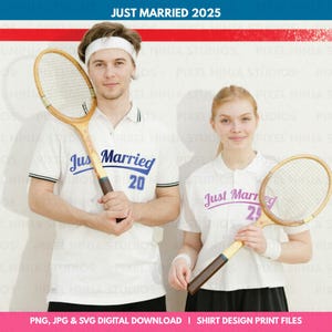 Just Married 2025 SVG PNG JPG, conception de chemise assortie pour les couples, les jeunes mariés en téléchargement numérique, t-shirt pour jeunes mariés, idée cadeau mariage