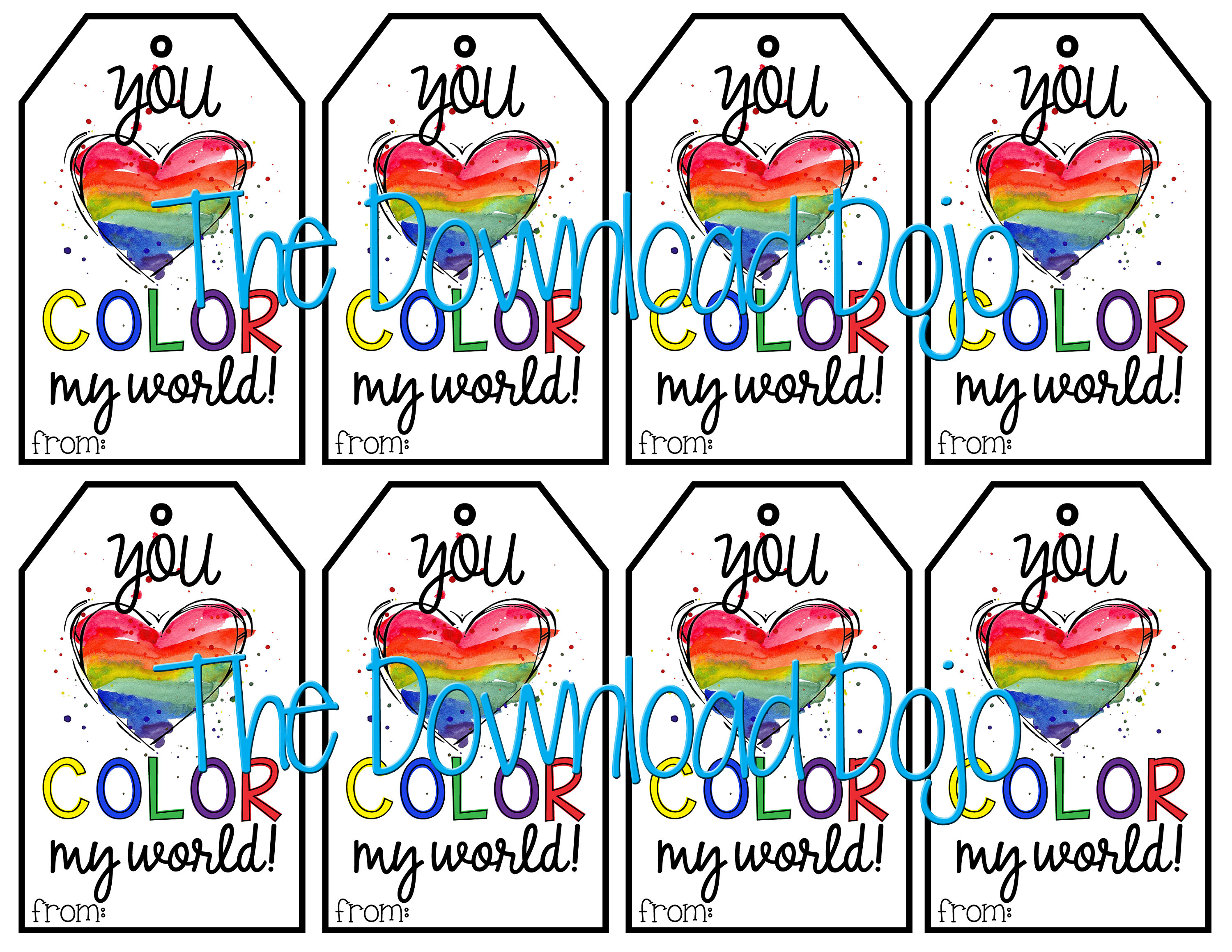 You Color My World Gift Tag, Crayola Gift Tag, First Day of School, Crayon Gift Tags, Back to School Gift Tag, Instant Download, Printable