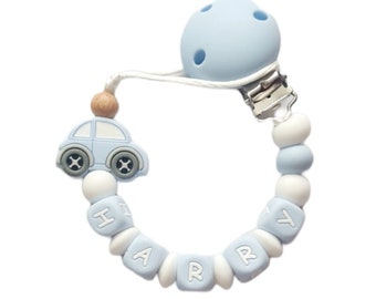 Personalisierte Silikon Schnullerkette, Auto-Design - Babypartygeschenk