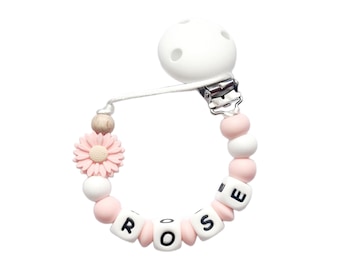 Volle Silikon-handgefertigte personalisierte Blumen-Dummy Schnuller-Clip-Kette mit Silikon-Clip-Mädchen-Baby-Dusche vorhanden Schnuller-Kette