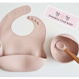 Babies / Toddlers Silicone Bib, Bowl & Spoon Set. Boy | Girl | Baby | Suction | Weaning | Food | Feeding | Dinner | Gift | BPA Free