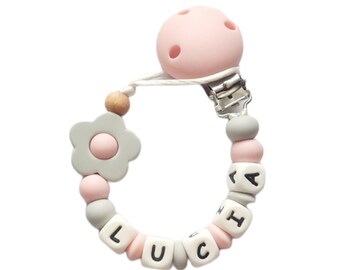 Attache-tétine fleur en silicone personnalisé, cadeau baby shower