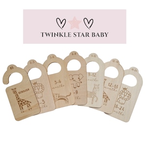 Penderie en bois TWINKLE STAR BABY, séparateurs de vêtements pour nouveau-né sur le thème de Safari - 24 mois