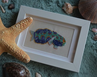 Mandarin Fish Framed Hand Embroidery Art - 10cm x 15cm x 3.5cm