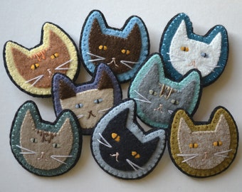 Cute Cat Portrait Broaches - Handmade Felt Broach (2"x2"/5cmx5cm)