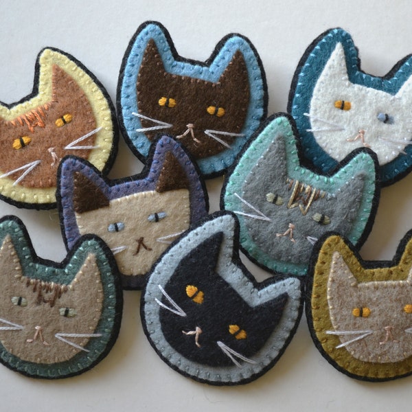 Cute Cat Portrait Broaches - Handmade Felt Broach (2"x2"/5cmx5cm)