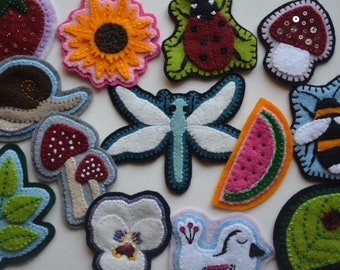 Cute Handmade Sew-on Nature themed Felt Patches