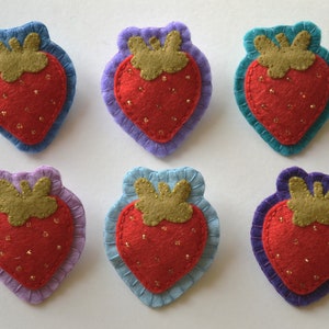 Cute Handmade Strawberry Felt Broaches 2.5x2/6x5cm image 4