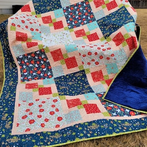 Para onde foi: 9 patches desaparecendo emparelhados com tecido ou painéis focais de 13-1/2&quot; emoldurados ou sem moldura, 77&quot;X90&quot;, iniciante confiante