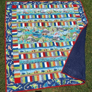Strip Quilt, Great for border fabric, Lap/Child size, 2 sizes, theme/colorway adaptable, AccuQuilt Friendly