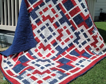 American Shuffle: Patriotic, 78" square, 9" blocks, Adaptive to many colorways, AccuQuilt friendly, Intermediate and up