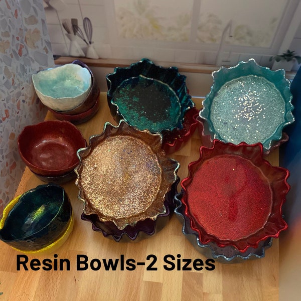 Resin Bowls, 2 Sizes, Round Irregular Rolling Bowls, Fruit Plate, Jewelry Dish, Potted Plant Stand, Vegetables Holder, Quick To Ship