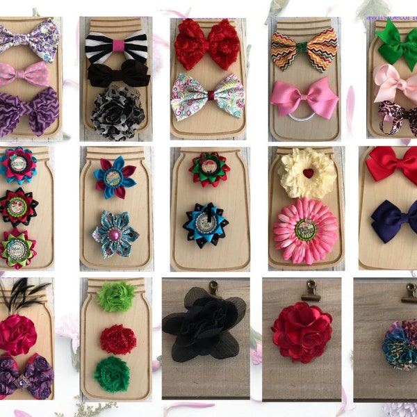 REDUCED 1.00-2.00 Each, Hair Bow Clips, Toddlers And Young Girls, Shabby Chic, Boho, Hippie, Dressy Satin, With Centers, Feathers, Zigzag