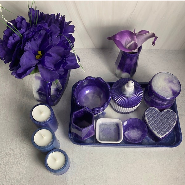 The Purple Collection, Organize Bathroom Office, Resin Silicone, Jewelry Storage Candle Holder, One Of A Kind, Will Customize Color