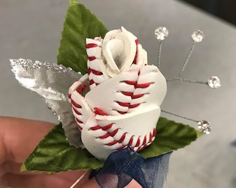 Authentic Baseball Rose Boutonnière