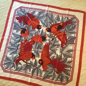 Hermès Silk Scarf “Les Perroquets” by designer Joachim Metz Silk - Carre Foulard  1984