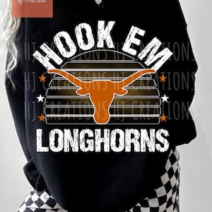Hook em LH mascot png | Texas state longhorns Distressed digital file