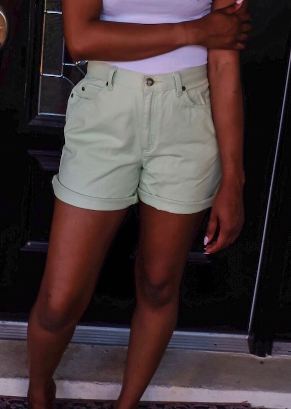 Green Denim Shorts