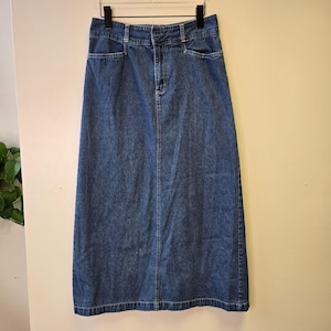 Vintage 90er Jahre Y2K Denim Midi Rock Cottage Modest Damen 10