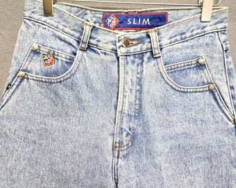 Vintage Slim Jeans Womens 27 Blue Western High Rise Straight Leg Distressed