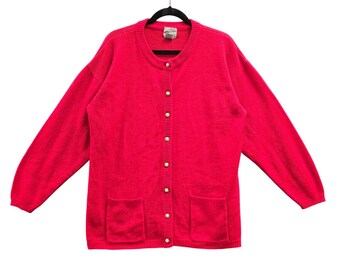 Vintage Wye Oaks Cardigan Sweater Grannycore Grandma Oversized S Red Knit