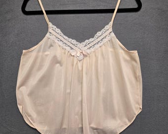Vintage pure Coquette Regncycore roze hemd met kanten rand M Union Made USA