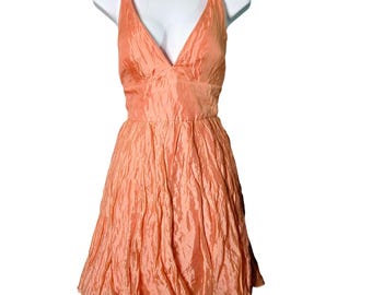 Y2K Metallic Crinkle Mini Dress: Halter Babydoll Style