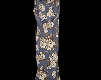 Vintage 90s Y2K Fairy Romantic Babydoll Sheer Floral Maxi Dress Blue Sleeveless