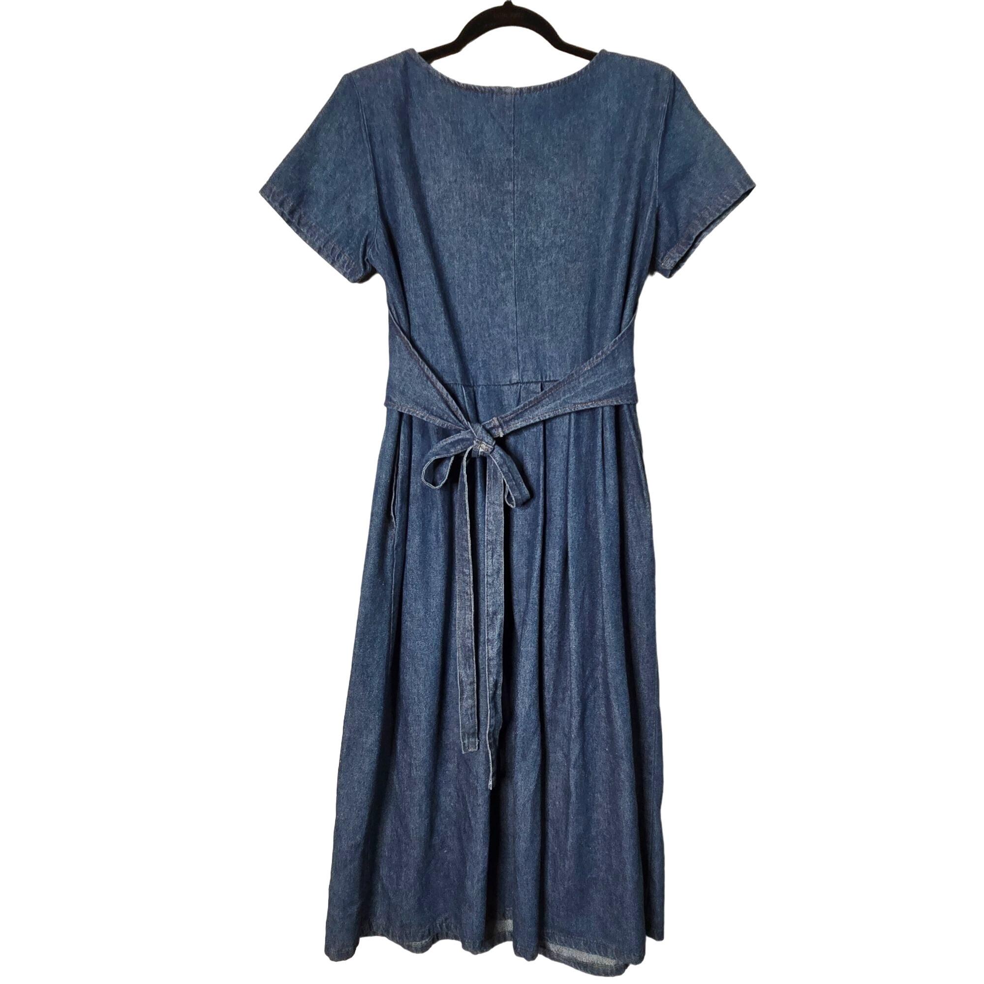 Vintage Style Denim Dress Embellished Stars by A.C. Clothing