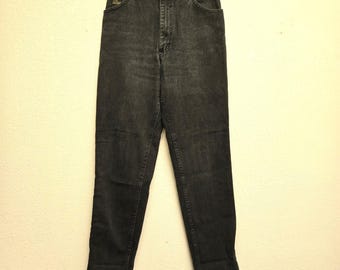 Wrangler Vintage Jeans High Rise Tapered Mom 26 Black Cotton Made in USA 26x31