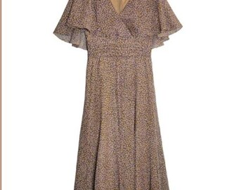 Miss Elliette California Vintage 70s Floral Flutter Sleeve Maxi Dress Purple 10