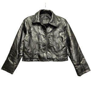 Vintage Grunge Schwarz Patchwork Echtleder Jacke Damen M 90er Jahre