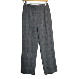 women's grey plaid dress pants Plaid Pants Elastic Waist Casual Work Office Long Trousers, Gray / XL
