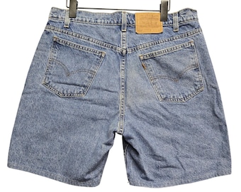 Levi's 550 Denim Shorts Relaxed Fit Vintage 90s 36 Blue Medium Wash Cotton