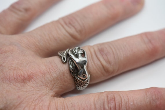 Mermaid Adjustable Sterling Silver Ring | Etsy