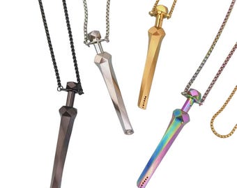 NEW DESIGN 71 mm Straw Necklace Breathing Necklace & Perfume Extractor Pendant, Stainless Steel Calming Jewelry
