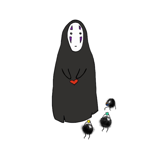 No Face Sticker | No Face Spirited Away | Studio Ghibli Sticker | No Face Decal | Laptop Decal | Water Bottle | No Face Art | Vinyl Sticker