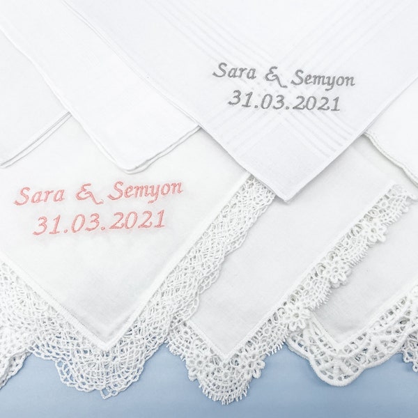 Personalisiertes Taschentuch aus Baumwolle mit Namen & Datum | Anzug Einstecktuch mit Monogramm für Taufe, Konfirmation, Hochzeit, Verlobung