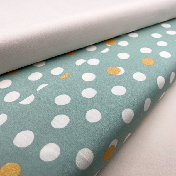 Bio Baumwollstoff von Birch Fabrics (GOTS) | Popeline in creme, stone & mint | Öko Meterware für Blusen und Kleider