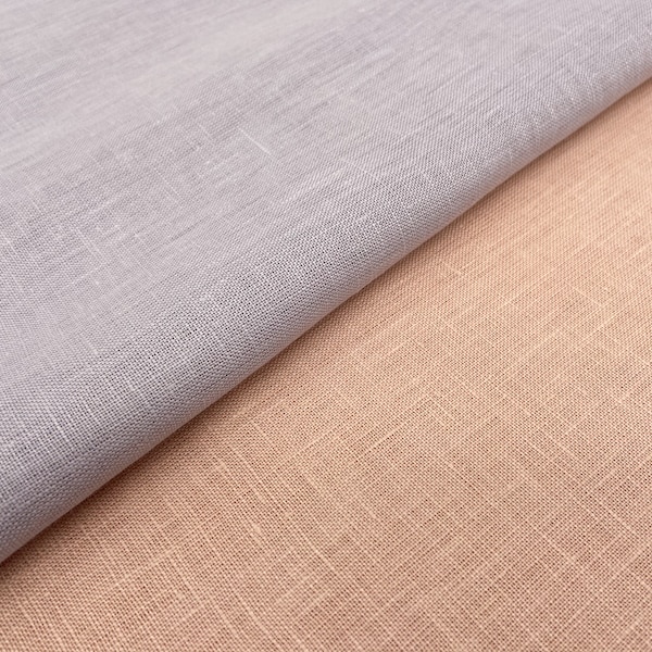 Birch organic linen (GOTS) | light eco fabric in hippo (lavender) & cheeky (apricot-pink)