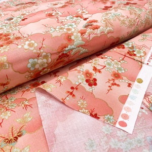 Robert Kaufman Collection Impériale Honoka magnifique tissu en coton dans des tons pastel et dorés Des ustensiles japonais pour les projets de bricolage image 6