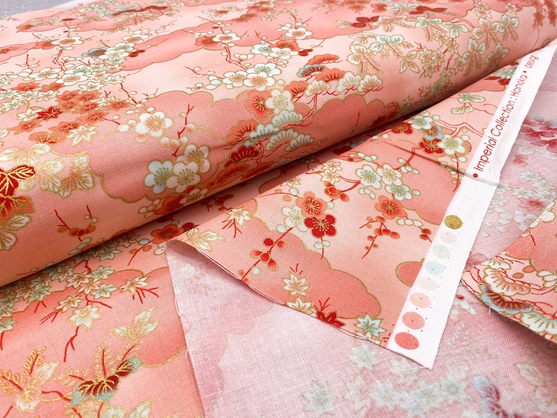 Robert Kaufman Collection Impériale Honoka magnifique tissu en coton dans des tons pastel et dorés Des ustensiles japonais pour les projets de bricolage image 6