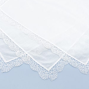 Pure Cotton Lace Trimmed Handkerchief | Hanky with Monogram | Reusable | Eco-Friendly
