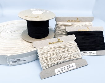 Organic Rubber Band (kbA) in ecru and black | environmentally friendly Rubber Cord for Masks & Accessories | sustainable