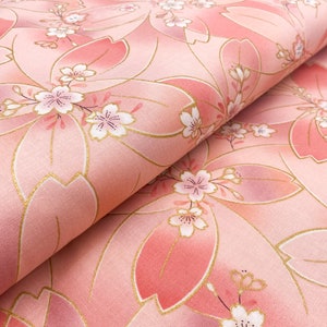 Robert Kaufman Collection Impériale Honoka magnifique tissu en coton dans des tons pastel et dorés Des ustensiles japonais pour les projets de bricolage Peach SRKM 21932
