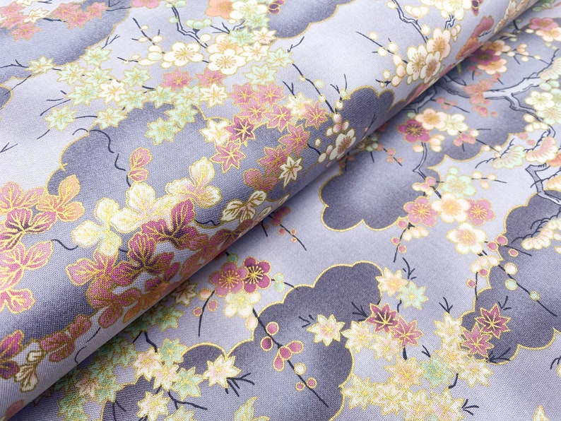 Robert Kaufman Collection Impériale Honoka magnifique tissu en coton dans des tons pastel et dorés Des ustensiles japonais pour les projets de bricolage image 9