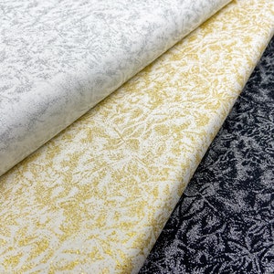 Michael Miller Fairy Frost Metallic Glitter | Fine Cotton fabric in silver, gold, ivory & black