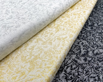 Michael Miller Fairy Frost Metallic Glitter | Fine Cotton fabric in silver, gold, ivory & black