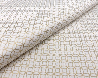 Robert Kaufman Yakata Metallic Fabrics | Creme white & Black cotton with golden print