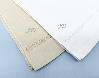 Linen Dishtowels with Monogram - Handcrafted Kitchen Essential for a Personalized Touch